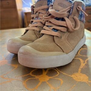 Keen Tan and Blue High-Top Sneakers